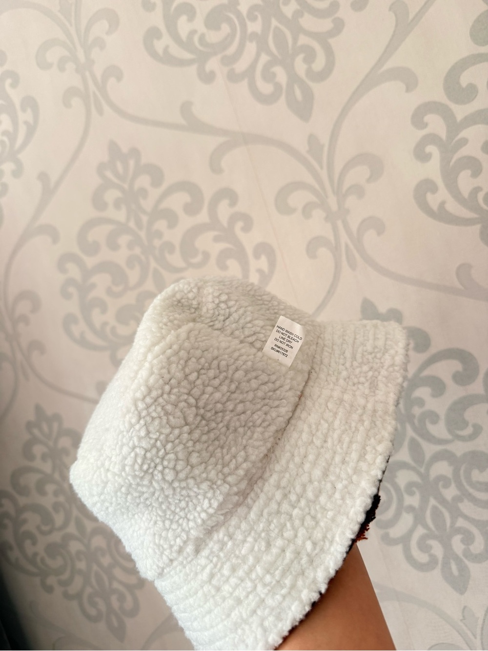 Plaid Bucket Hat - Brown & Cream Checked with Reversible Faux Fur inside - Picture 4 of 6